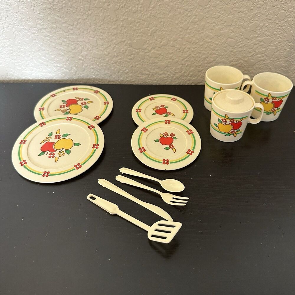 Vtg Chilton Globe Children's‎ Toy Play Set Pretend Hard Plastic Apples 11/12 Pc